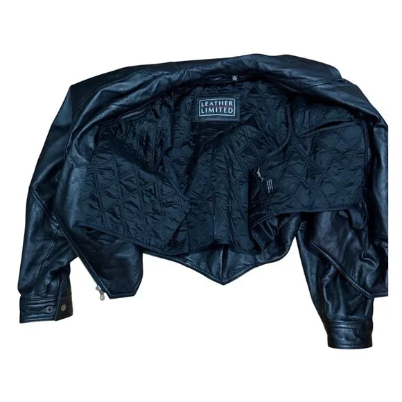 Leather Limited Black Leather Moto Jacket Quilted Lined Thermolite Womens XL - Picture 4 of 8